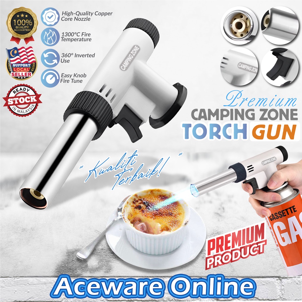 CAMPING ZONE PREMIUM Torch Gun Flame Welding Flamethrower Gas Fire Burner Outdoor Cooking Camping Equipment Pistol Gas