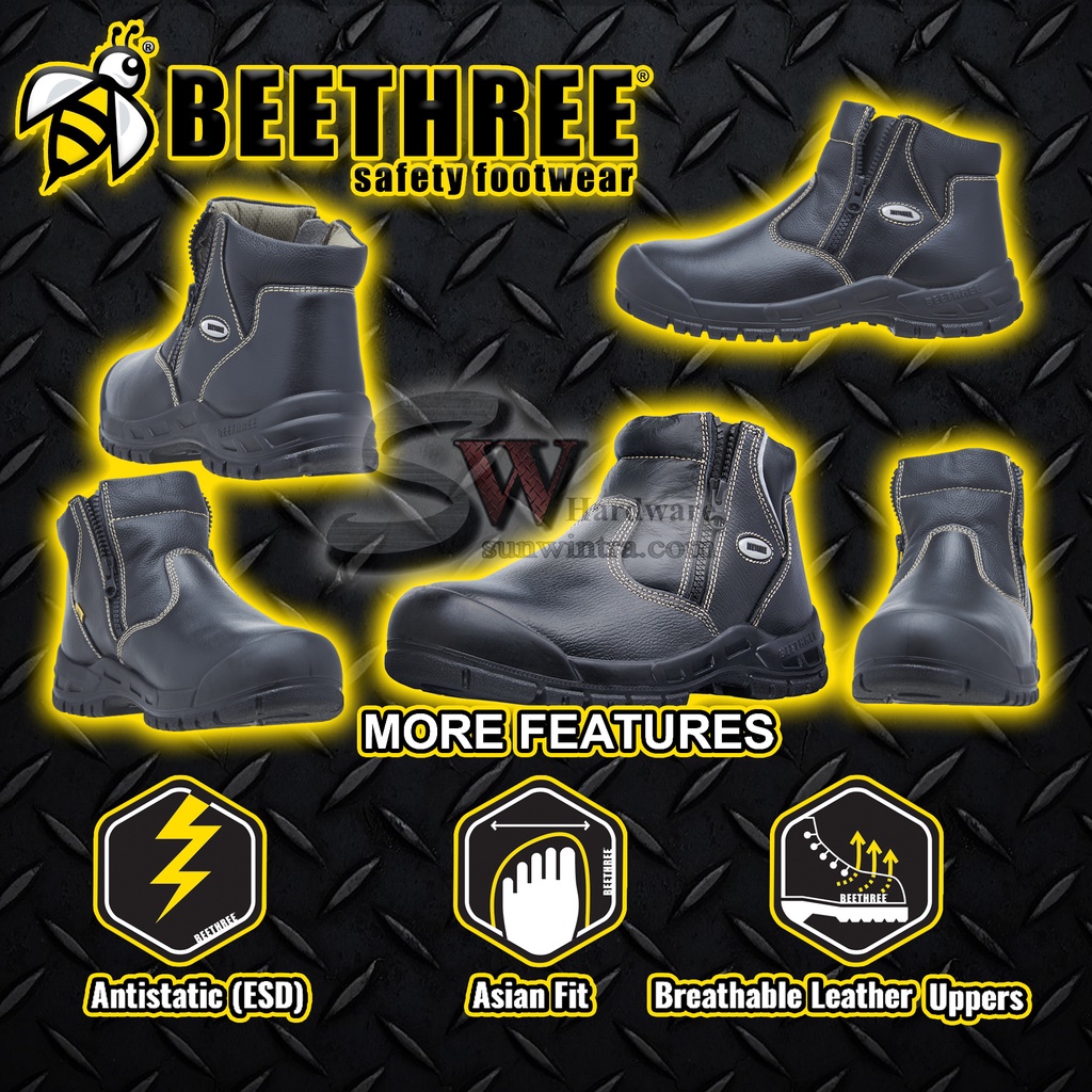 BEETHREE BT8833 5.5INCHES ZIP-UP ANKLE BOOT SAFETY SHOES SAFETY