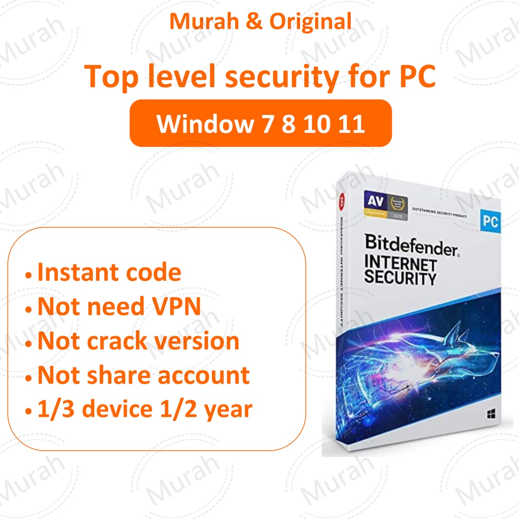 [Authorised Reseller] Bitdefender lnternet Security 2024 anti virus ransomware trojan spyware rootkits - Physical Card