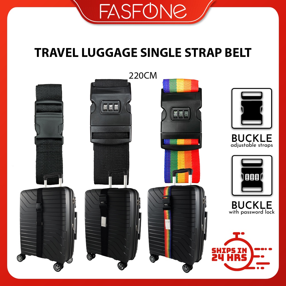 Luggage Strap Belt Password Lock 2m Adjustable Travel Suitcase Rainbow Slim Secure Tali Pengikat Kotak Bagasi Melancong