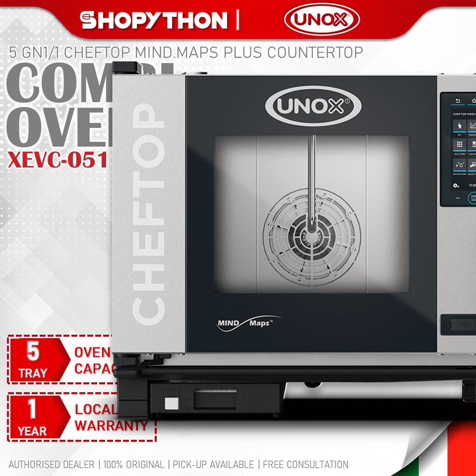 UNOX CHEFTOP MIND.MAPS 5 GN1/1 PLUS Countertop XEVC-0511-EPRM (9300W) Combi Oven Smart Baking Cooking Commercial Kitchen