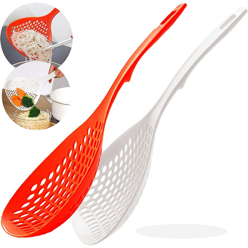 Japanese Style Scoop Colander Spoon Long Handle Noodle Vegetable Food Drainage Filter Strainer Household Kitchen Utensil