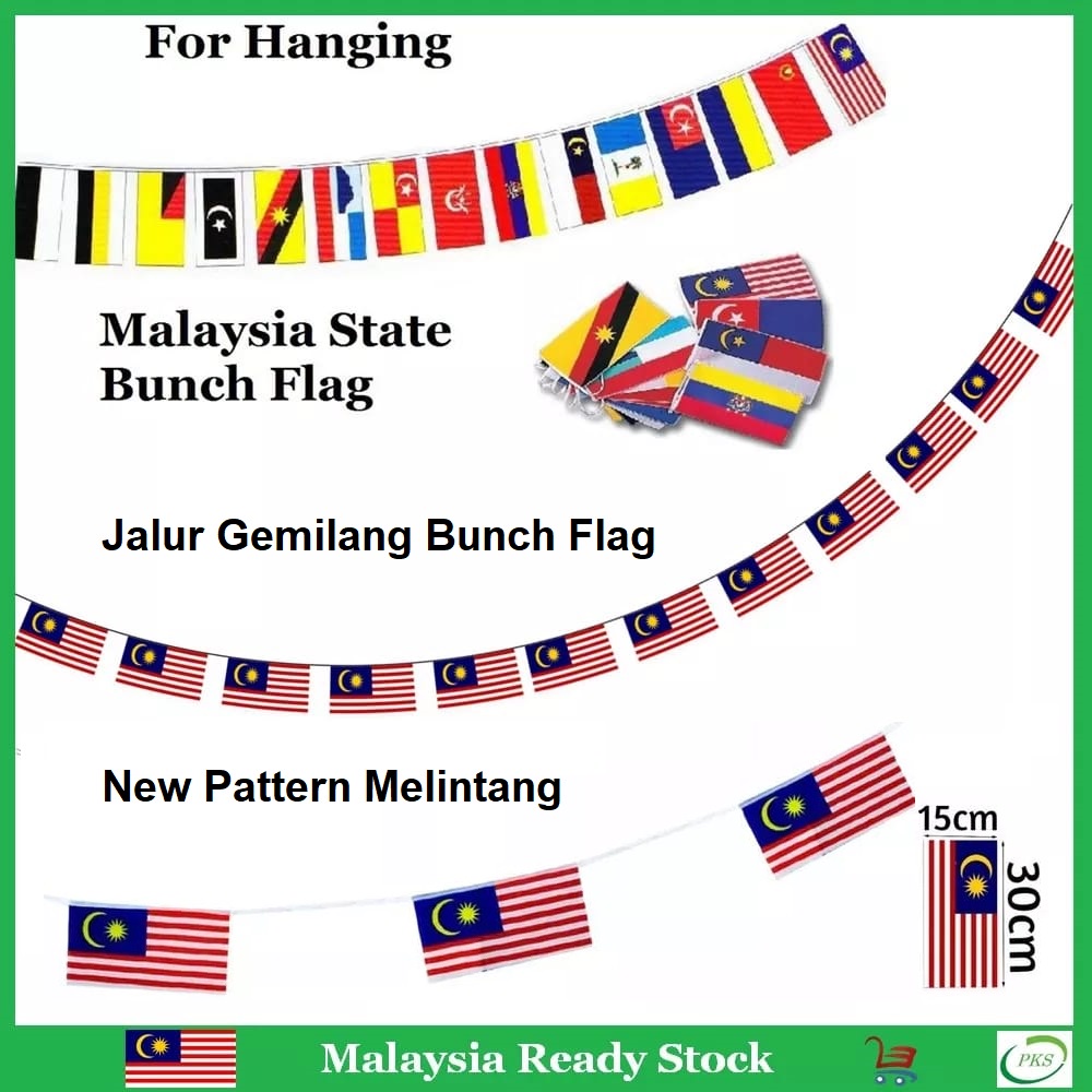 Malaysia Bunch Flag All States Bunch Flag Bendera Kecil Malaysia & Negeri Bunting Flag Line Banner