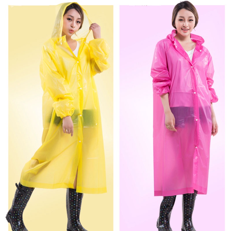 EVA Thick Waterproof Unisex Rain Coat Hoodie Poncho Portable Reusable Travel Outdoor Rainwear Suit