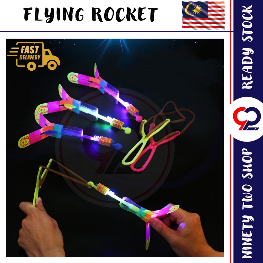 LED Helicopter Flying Arrow Flying Rocket Flash Classic Elastic Toys Helicopters Outdoor Play Berserk Shining Night Kids