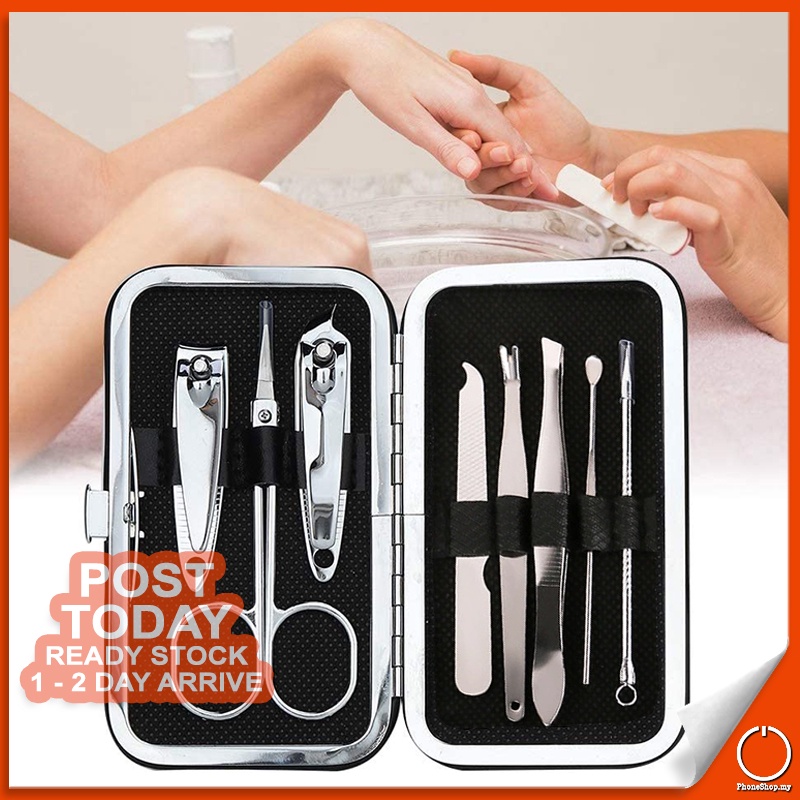 Leather Case 8 In 1 Manicure Pedicure Tool Set Nail Clipper Cutter Scissor Personal Grooming Kit Beauty Tools
