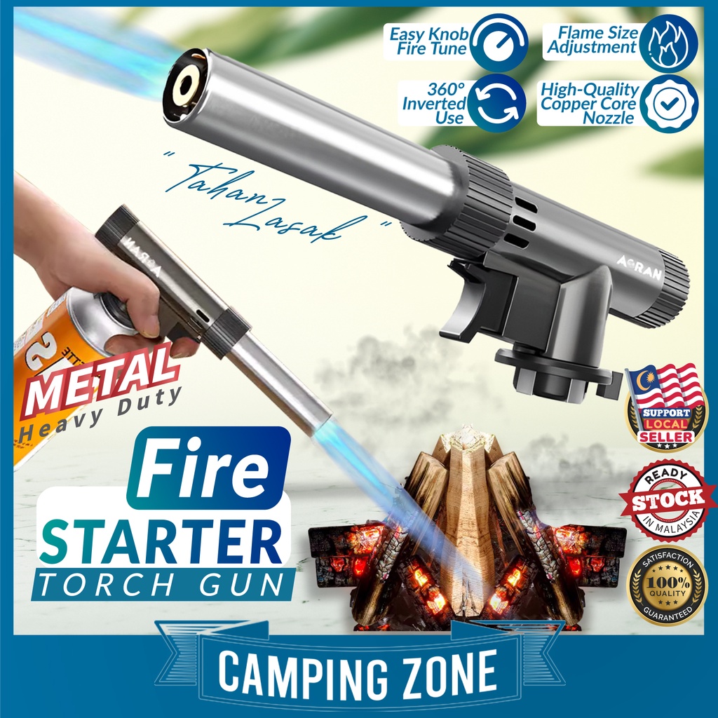 Fire Starter Torch Gun Metal Flame Welding Gas Fire Flamethrower Outdoor Camping Lighter Equipment Pemetik Api Gas