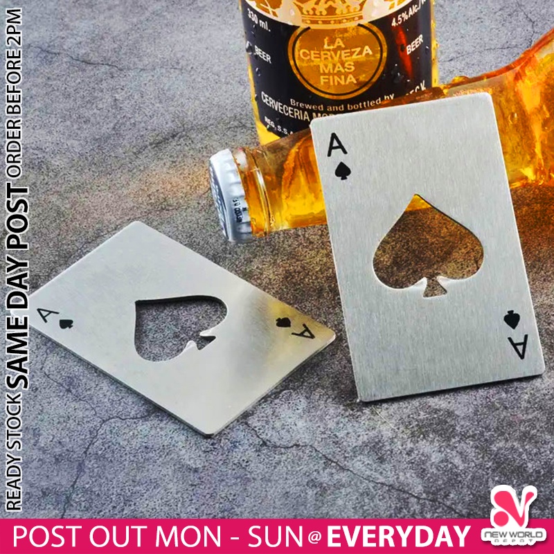 《 》Ace Spade Poker Card Stainless Steel Bottle Opener Beer Beverage Wine Soda Doorgift Cap Pembuka Botol 开瓶器