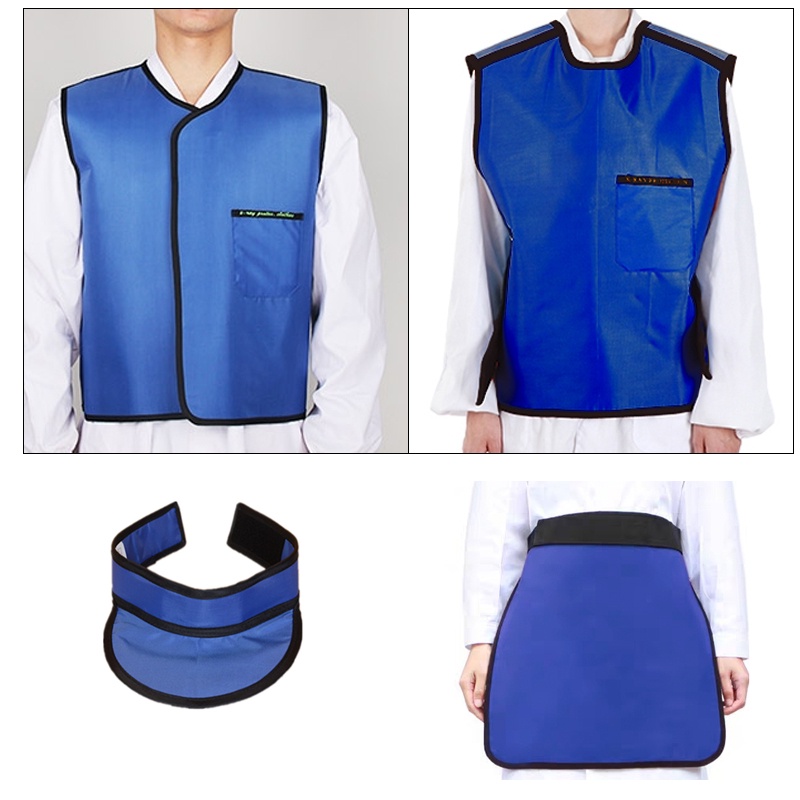 0.35mmpb Radiological Protection Lead Vest Apron X-ray Square Lead Apron Flexible Lead Collar Blue