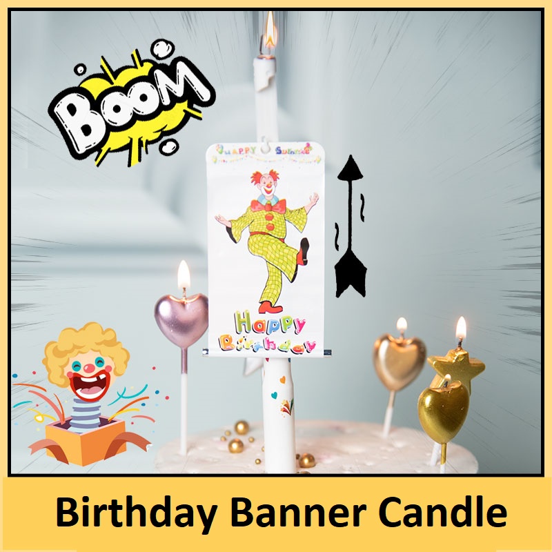 Kids Birthday Candle Surprise Clown Banner Candles Birthday Cake Funny Tricky Party 生日蜡烛创意网红惊喜小丑蜡烛生日蛋糕蜡烛宝宝儿童搞怪整蛊 H149