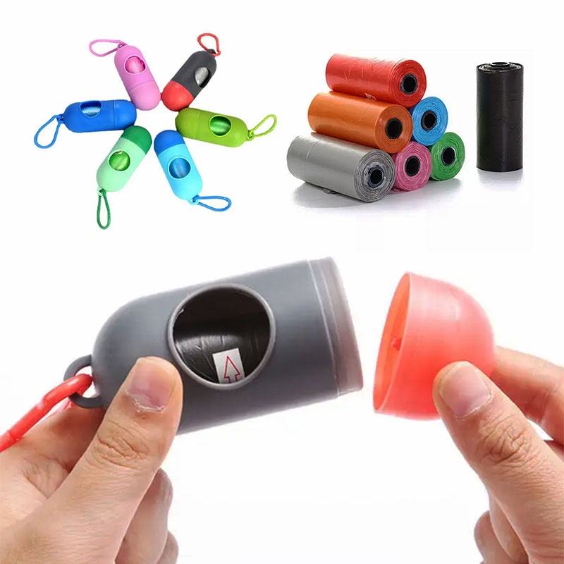 Portable Baby Diaper Pet Poop Food Waste Disposal Plastic Bag Dispenser Hangable Garbage Trash Rubbish Bags Capsule Case