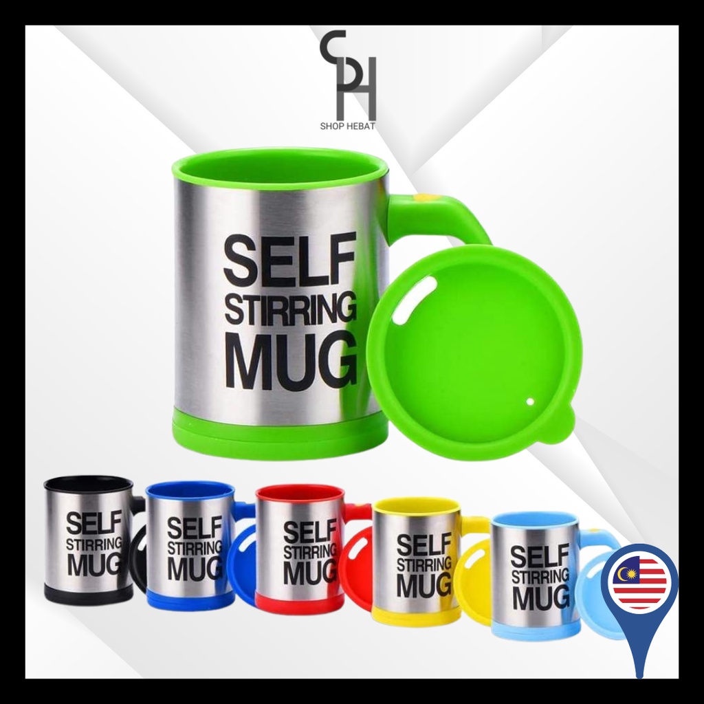 HEBAT Self Stirring Mug Coffee Automatic Cup Stainless Steel Coffee Mixing Mug Cawan Kacau Automatik Cawan Kopi Auto