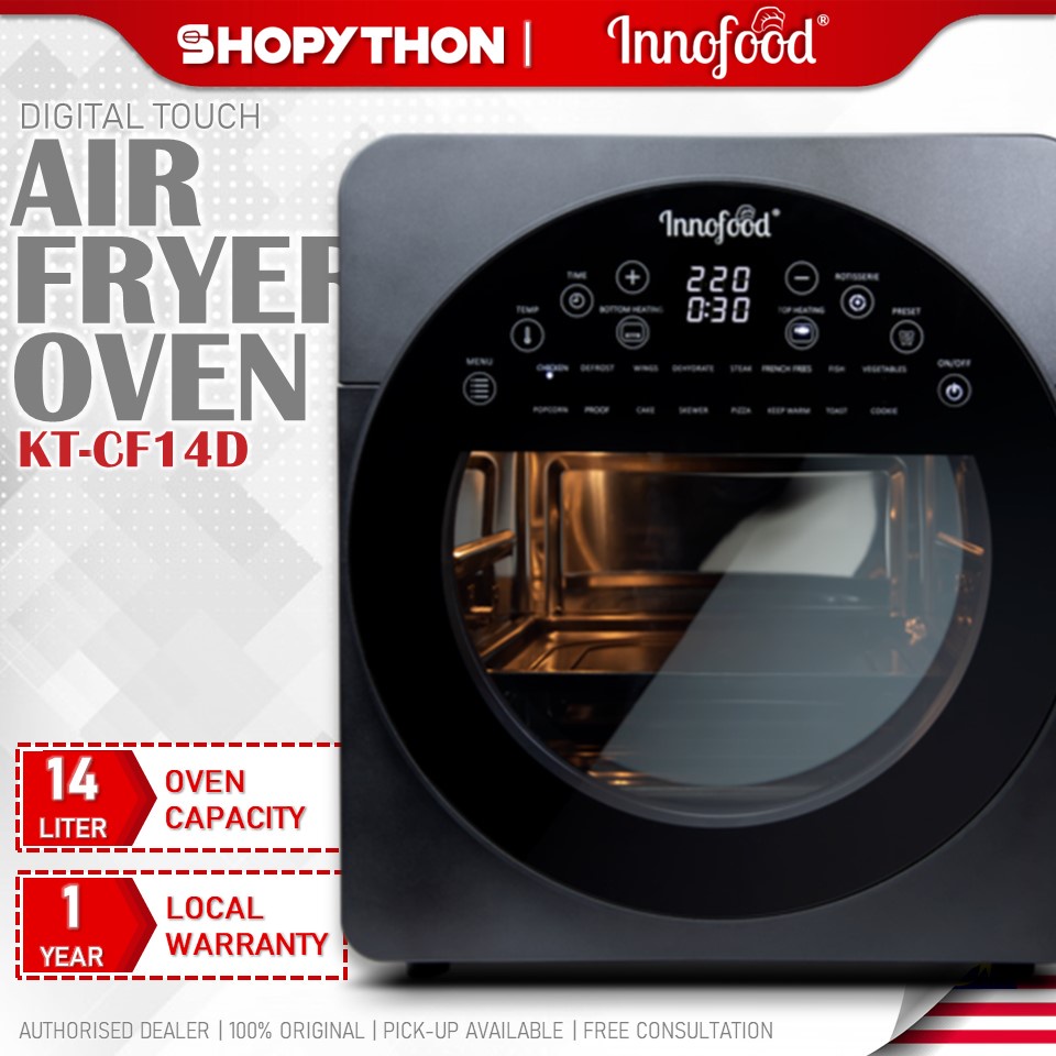 INNOFOOD Air Fryer Oven KT-CF14D (14L/1700W) Digital Touch Control 16 Preset Function Programs Double Glass Door