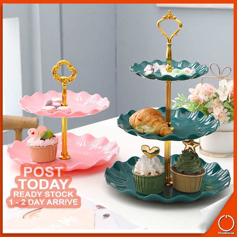 3 Tier High Tea Stand Pastry Food Display Platter Tray Dessert Cake Cupcake Fruit Party Serving Plates 点心架