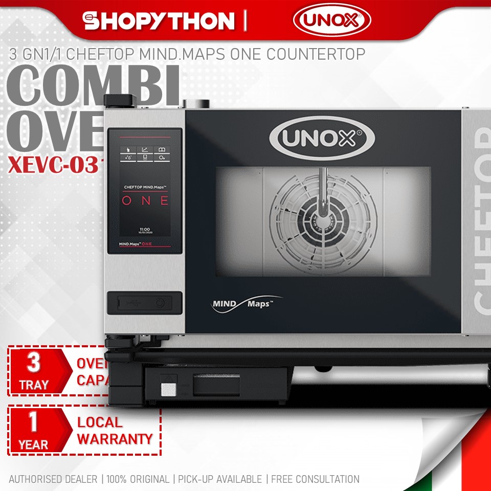 UNOX CHEFTOP Mind Maps 3 GN1/1 ONE Countertop XEVC-0311-M1RM (5000W) Combi Oven Smart Baking Cooking Single Phase Home