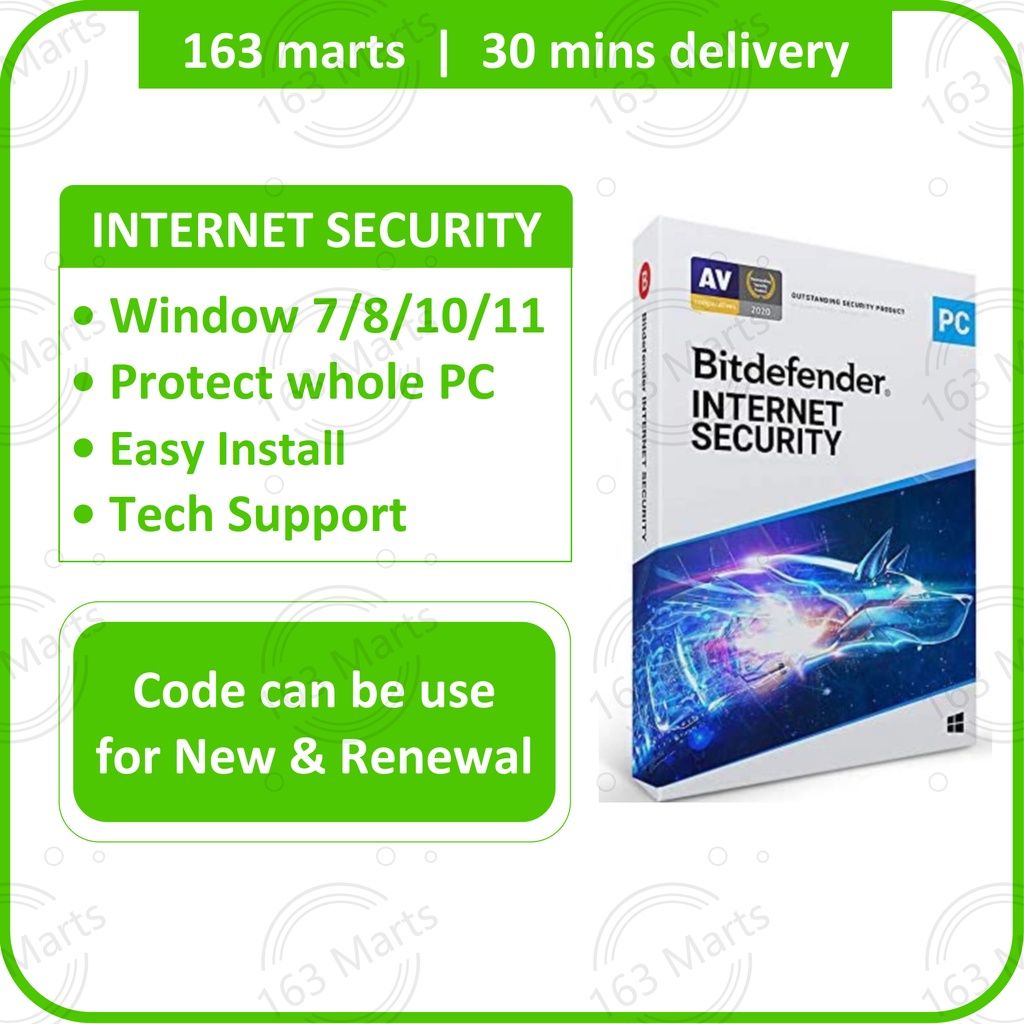 [ORIGINAL] Bitdefender lnternet Security 2024 PC Antivirus software Anti virus Malware Trojan Spyware Ransomware tracker