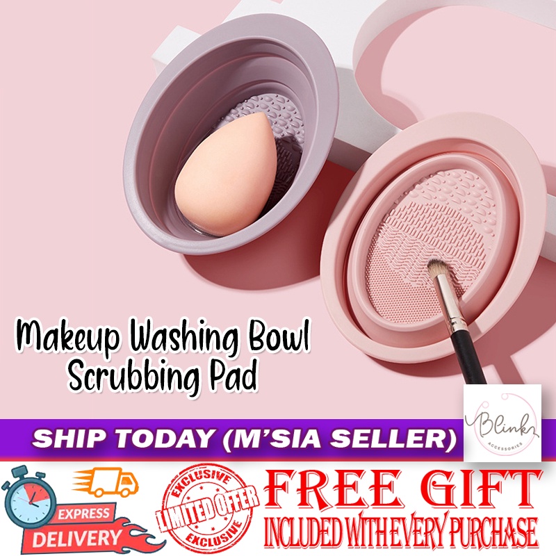 [Blink] 化妆刷清洗工具 Silicone Folding Makeup Brush Cleaner Puff Washing Bowl Scrubbing Alat Pencuci Berus Mekap - MU35
