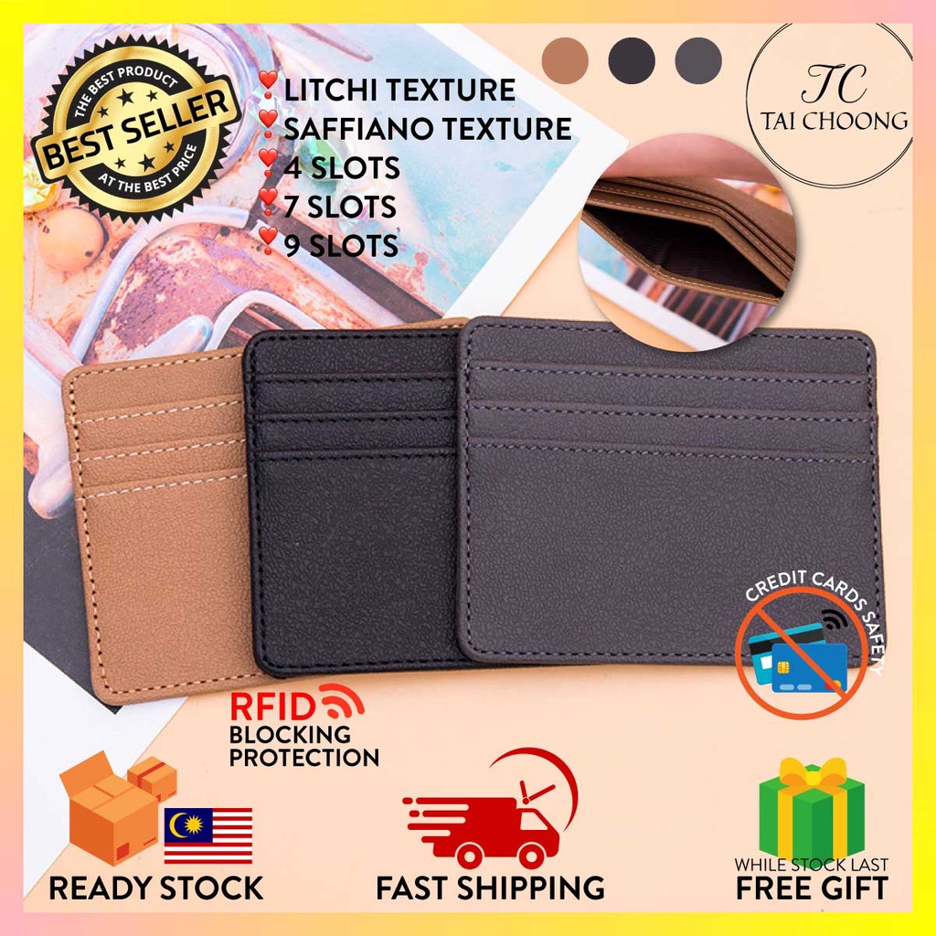 TC BW-007 Slim Card Holder PU Leather Horizontal Card Wallet With Multi Card Slot Case For Men Women | RFID Protected