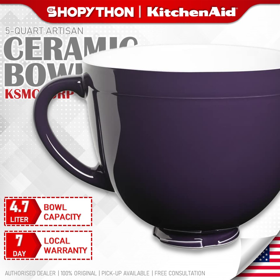 KITCHENAID 5-Quart Ceramic Bowl KSMCB5RP - Regal Purple (4.7L) Original Accessory Artisan Tilt-Head Stand Mixer Mangkuk