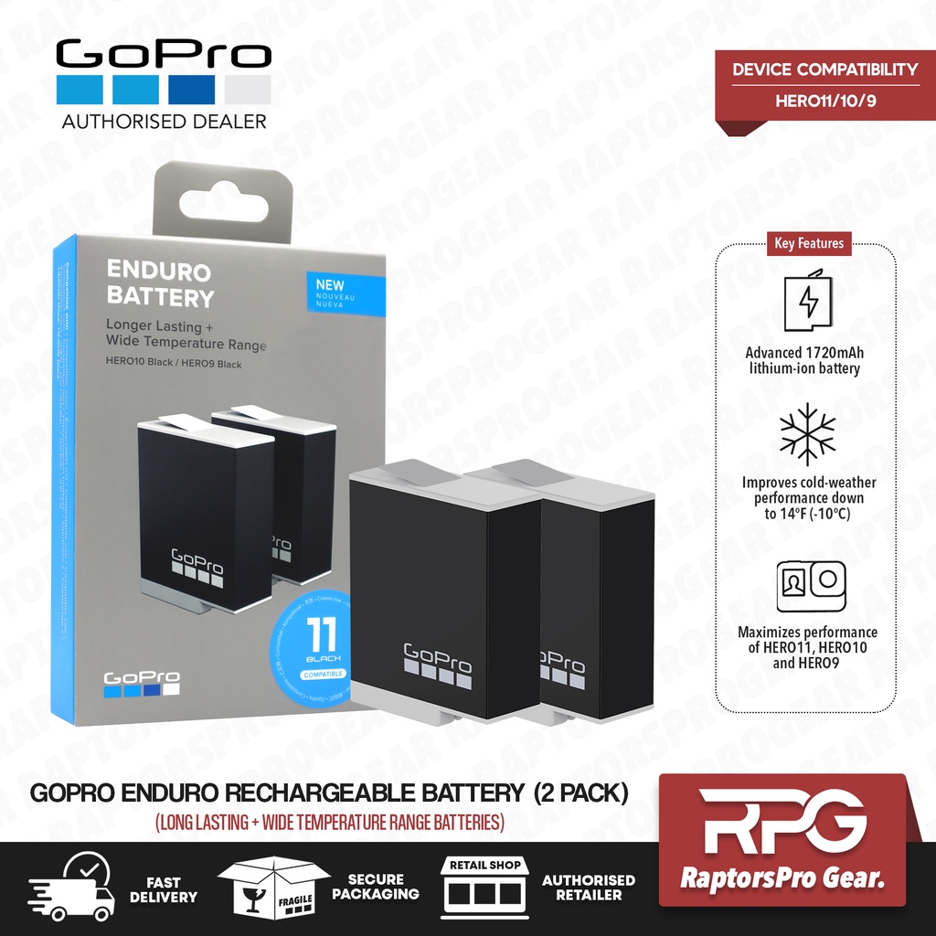 GoPro Enduro Rechargeable Battery (Extended Cold Weather Battery) for GoPro HERO 12/11/10/9 Black