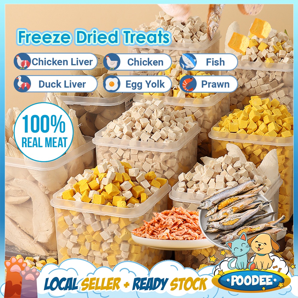 POODEE 500g LARGE 100% Fresh Meat Freeze Dried Pet Treat Dog Cat Snack High Protein Makanan Kucing Makanan Anjing 宠物冻干