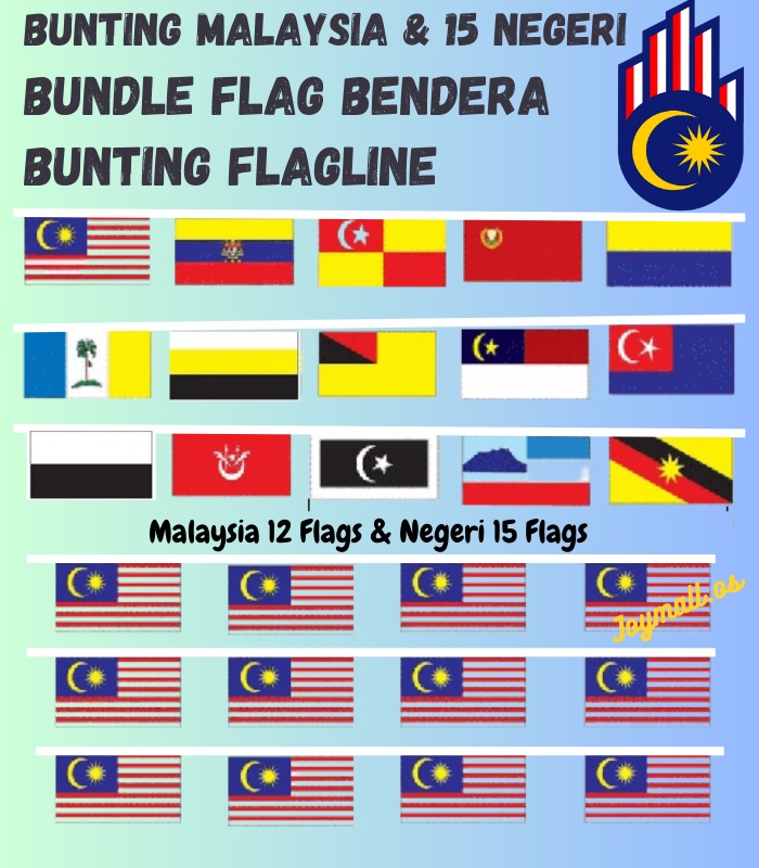 【Joymall.os】Flag Malaysia Bendera Malaysia Jalur Gemilang Bendera Negeri Bertali Flagline Bundle Bunting Bunch Flag