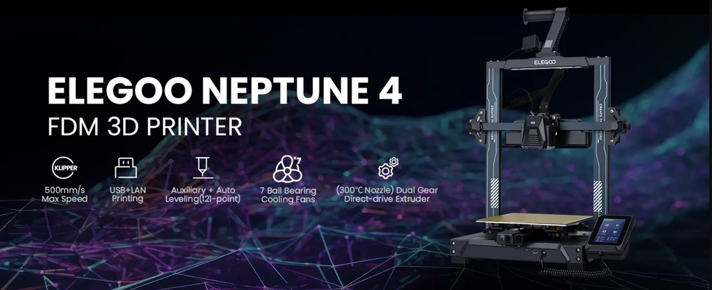Elegoo neptune 4 / neptune 4 pro 3d printer, 500mm/s high-speed fast fdm printer with klipper firmware