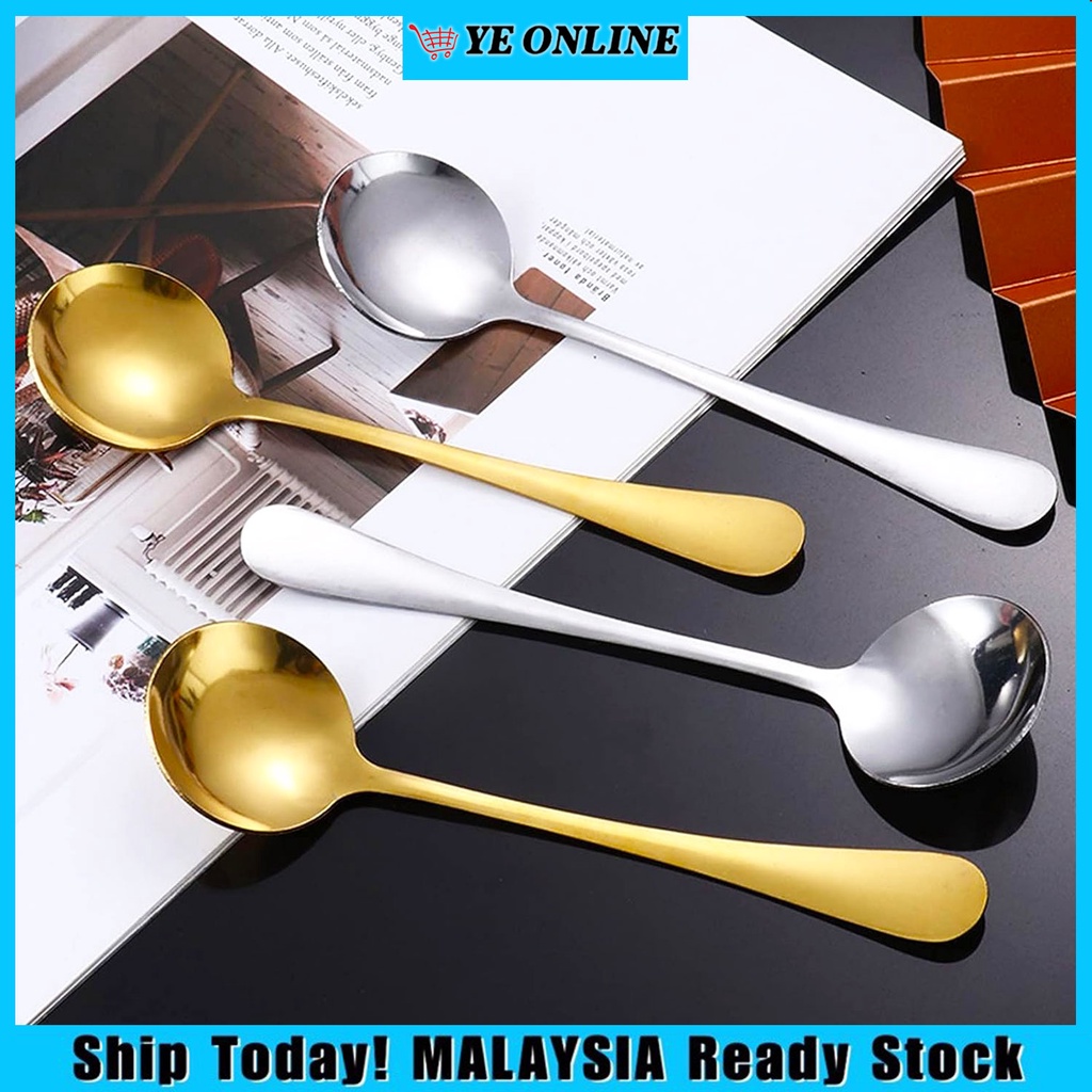 Round Spoon Fruit Dessert Soup Stainless Steel Small Round Spoon Cupping Spoon Korean Style Tableware Sudu 不锈钢圆勺