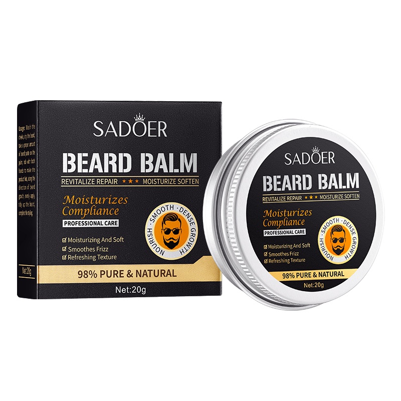 ROREC SADOER Men Beard Balm Nourishing Care Cream Revitalize Repair Moisturize Soften Beard Balm (20g)