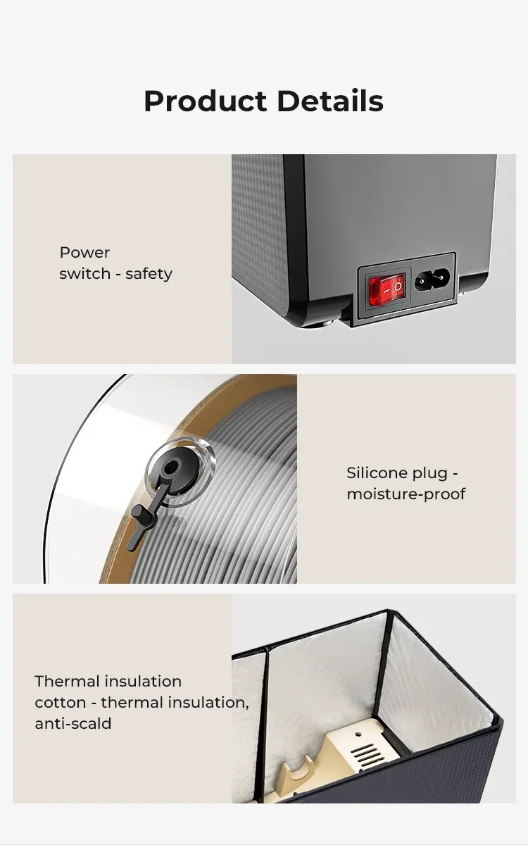 Creality filament dryer box 2.0, spool holder, filament storage box dryer, user friendly fdm filament dry box