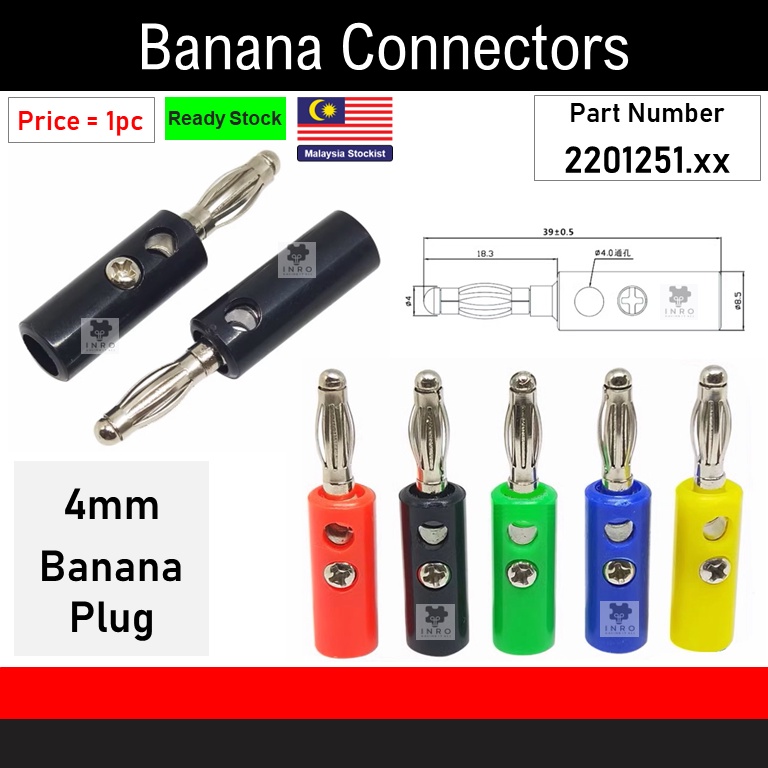 4mm Banana Plug, Banana Plugs, Banana Connectors Long, Banana Sockets Socket (Penang BM)