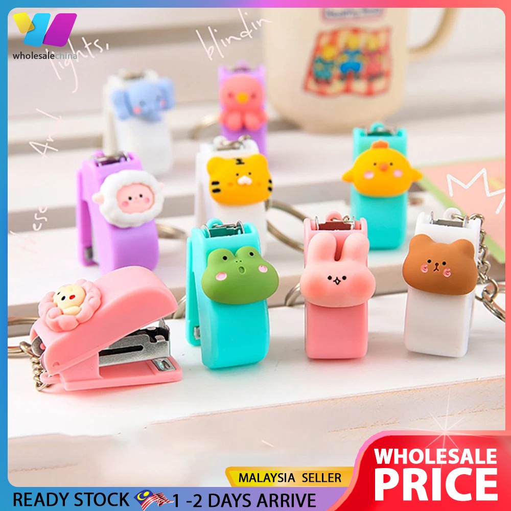 WHOLESALE | Cute Cartoon Mini Keychain Stapler Hangable Bag Backpack Keychains Office School Supplies Kids Reward Gift