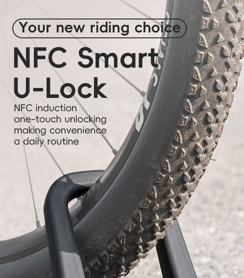 Antivol Vélo U ROCKBROS NFC Smart - Alliage Aluminium - Déverrouillage Rapide