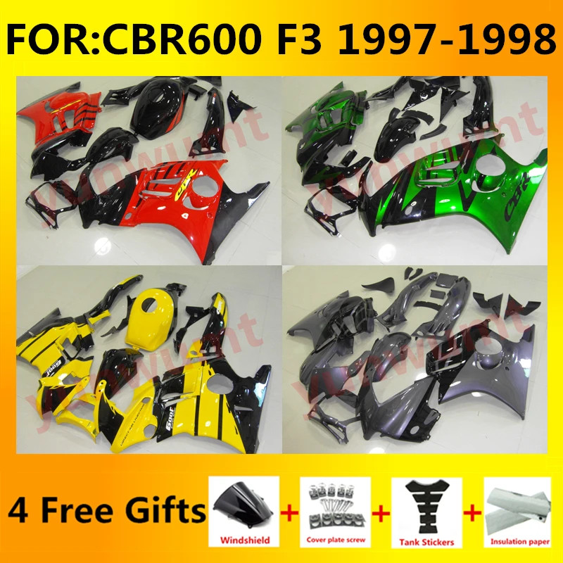 Motorcycle Fairing Set Body Kit fit Plastic For CBR600 CBR 600 F3 1997 1998 97 98 Accessories Full Bodywork fairings kit
