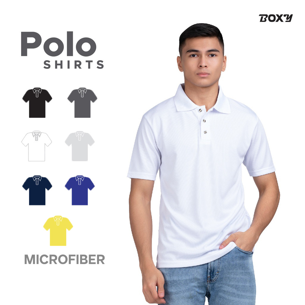 Boxy Baju Microfiber Unisex Berkolar Dri Fit Lengan Pendek | Microfiber Dri Fit Unisex Polo Shirts Short Sleeve