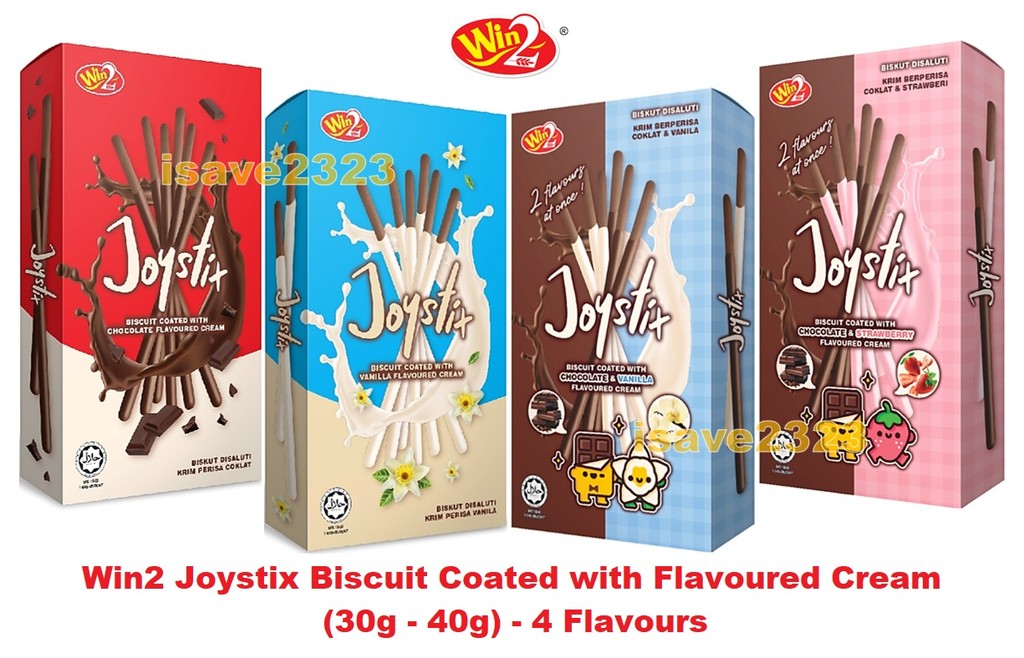 [HALAL] Win2 Joystix Biscuit Coated (30g - 40g) - Chocolate / Vanilla / Choco Vanilla / Choco Strawberry