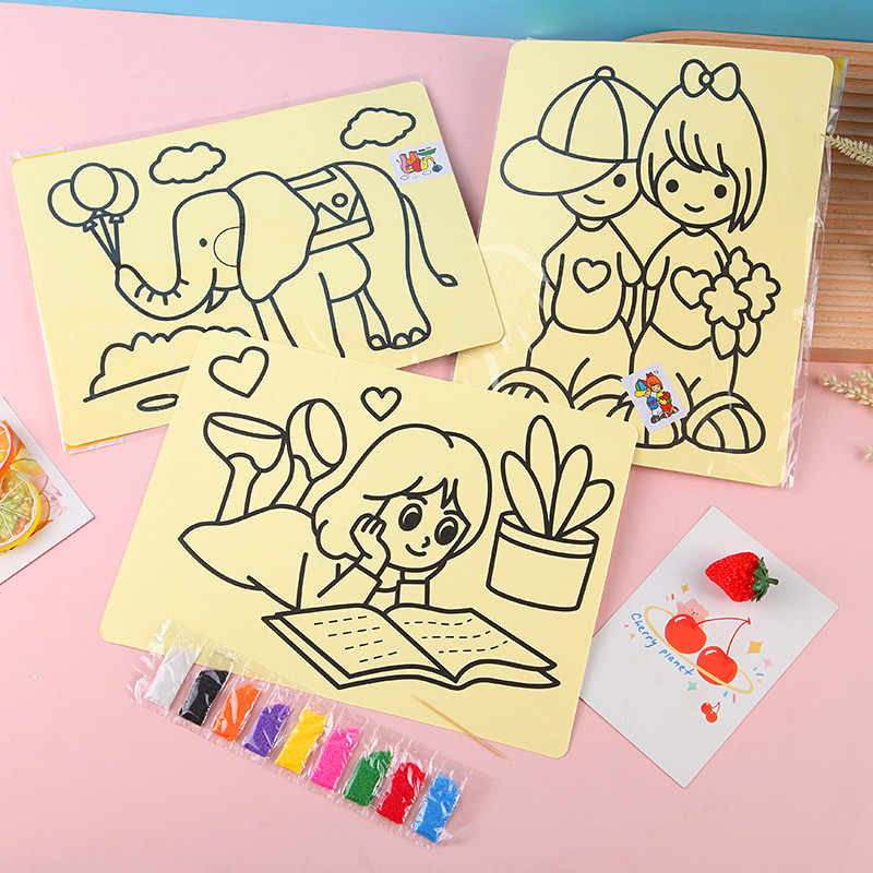 Colorful DIY Handmade Sand Painting Drawing Color Art Paper Children Kids Children Creative Toys