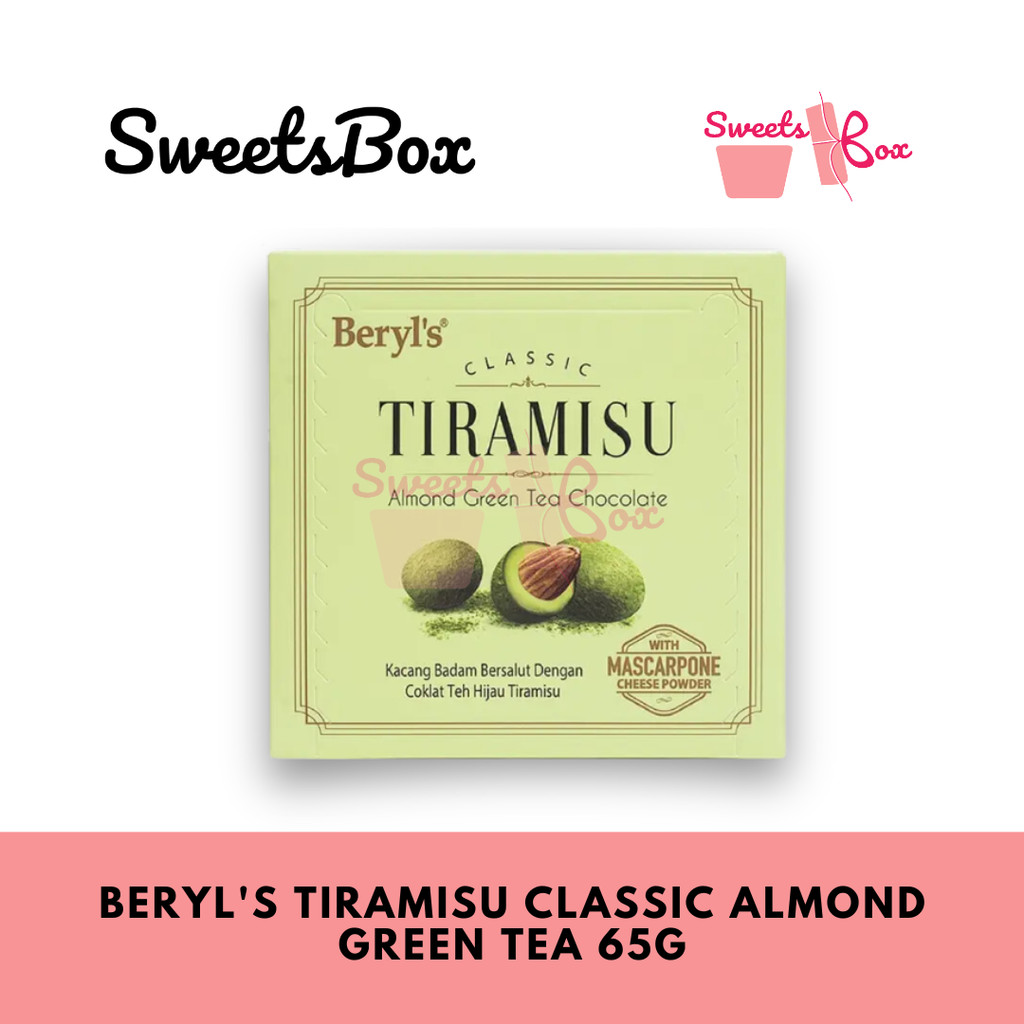 Sweetsbox | Beryl's Tiramisu Classic Almond Green Tea 65g - Coklat Almond Tiramisu Perisa Green Tea Halal
