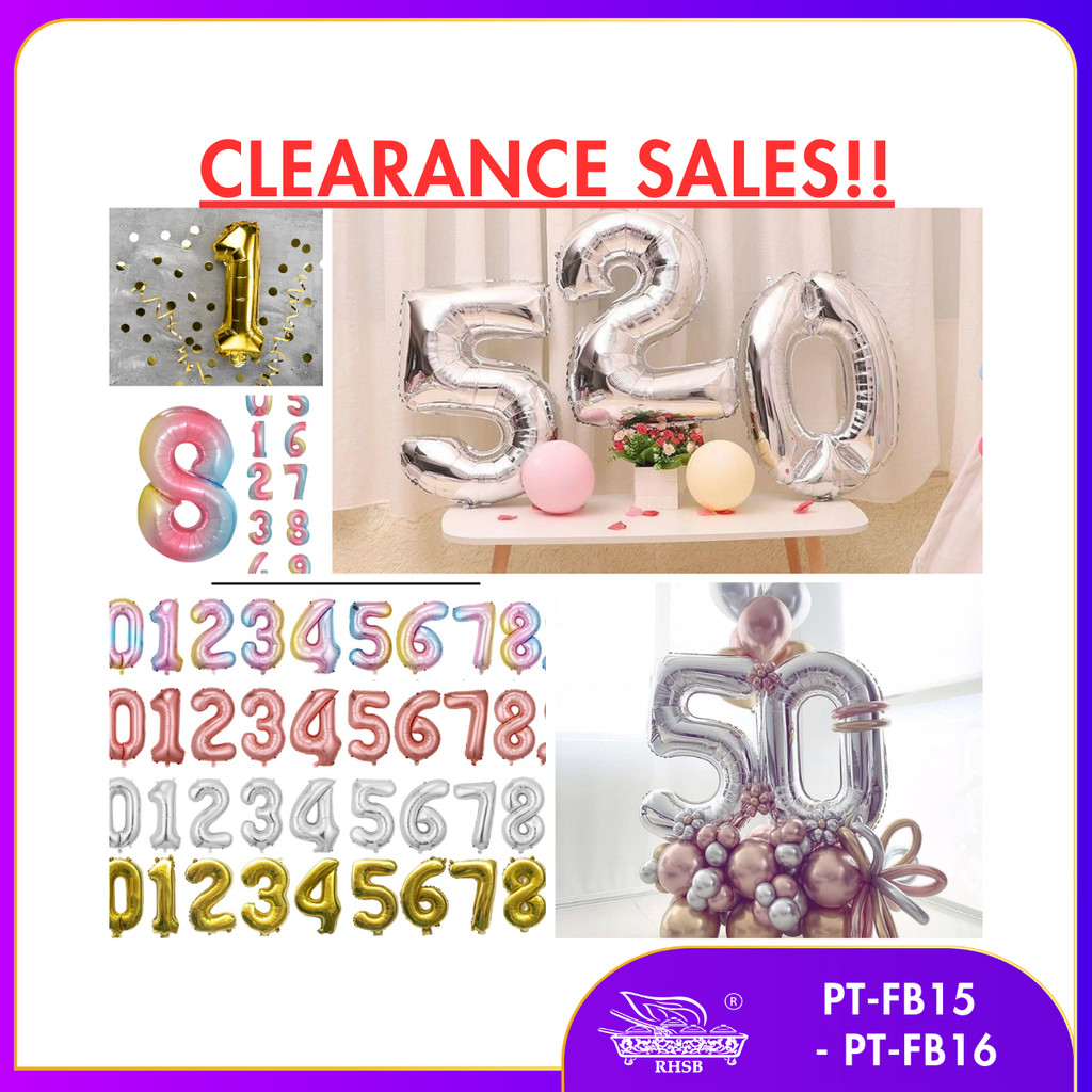 ? READY STOCK ? 1PC 16INCH NUMBERING FOIL BALLOON / GRADIENT / GOLD / SILVER