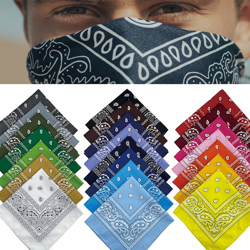 55x55cm Cotton Square Scarf Scarves Hip Hop Fashion Paisley Printed Wrist Head Band Headpiece Hanky