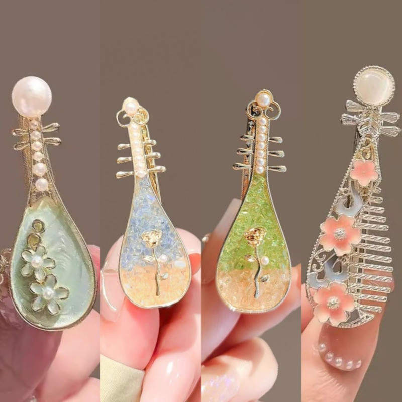 Ship 24HRose Pipa Hairpin / New Chinese Niche Side Clip Creative Broken Hairpin / 2025 New Ancient Style Hairpin Headdress
