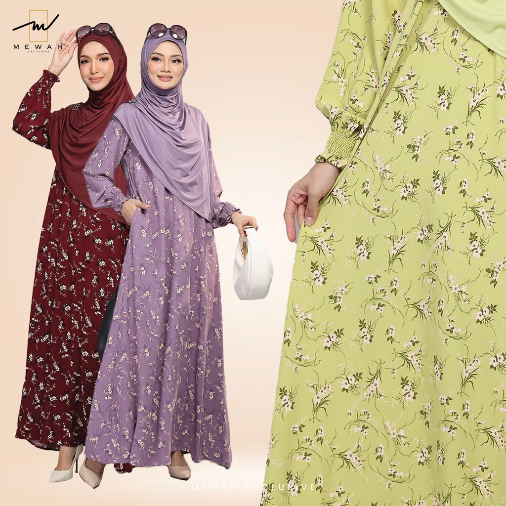 Jubah Abaya INARA  By Mewah Exclusive - Jubah Muslimah Umrah | Ironless Clothing Set Berpoket