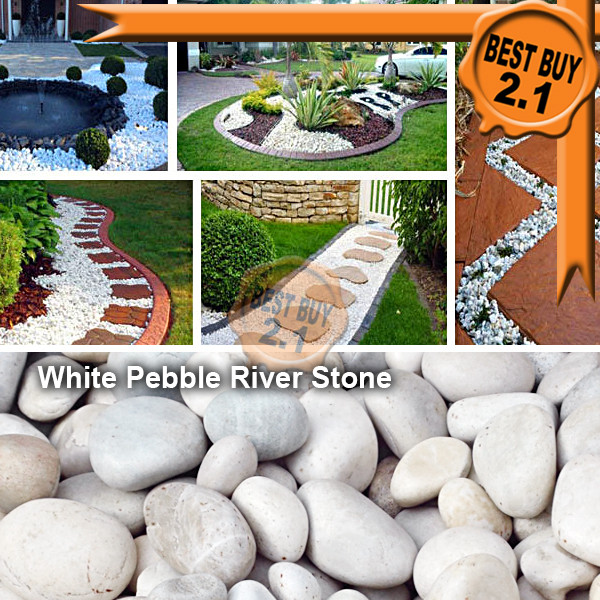 1kg White Pebble River Stone For Aquarium Landscape / Batu Sungai Hiasan Batu Taman