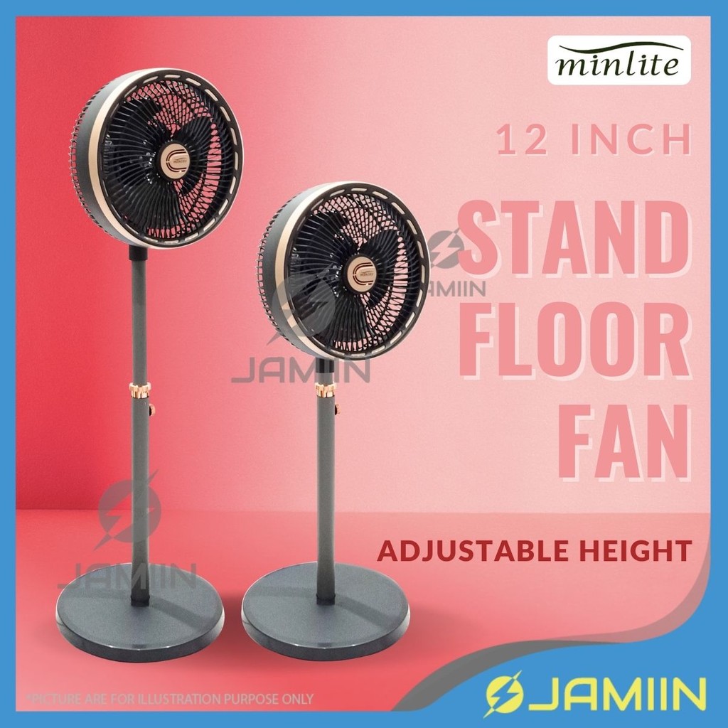 MINLITE 12" Stand/Floor Fan Kipas Berdiri Kipas Meja Table Fan Turbo circulation fan Fan Strong Wind Electric Fan 空气循环扇
