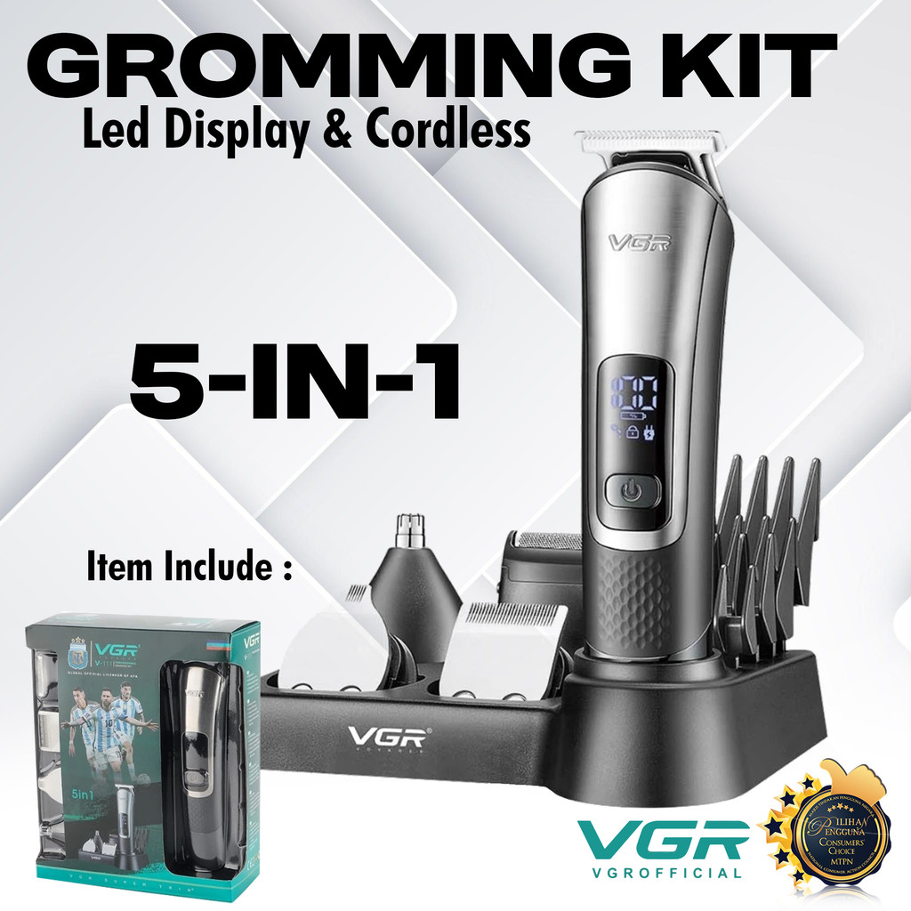 VGR 5 in 1 Grooming Kit Professional Hair Trimmer Cut USB Charging & cordless V-111 Shaver 5in1 V111