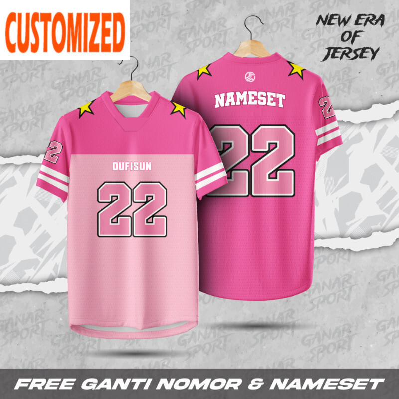 [Free Custom Name Numbers] Christmas Pink Children Jersey Retro Jersey Loose Sports Pullover Blouse Stand Collar 3d Printing Kids Breathable Outdoor Sports Jerseys