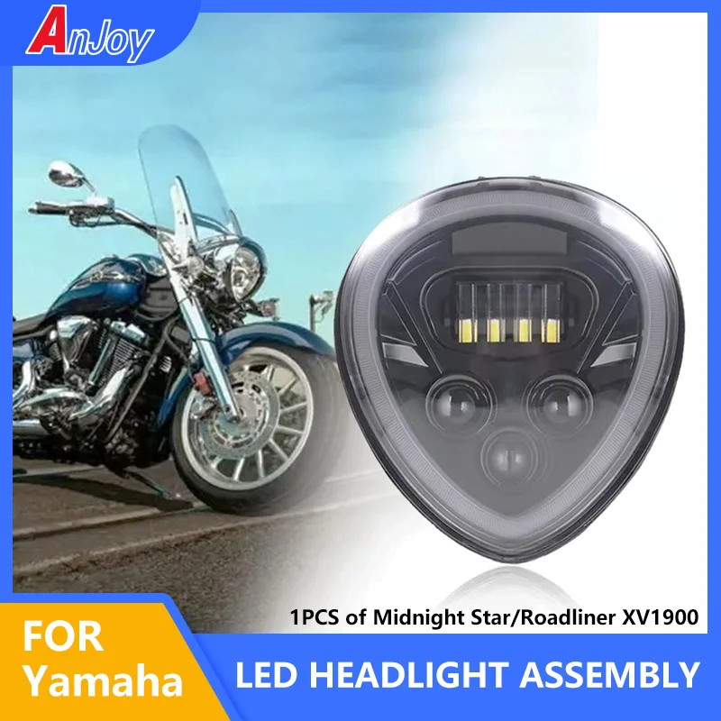 【High quality】1PCS LED Headlight Assembly Fit for Yamaha Stratoliner S/Deluxe /Midnight Star/Roadliner XV1900 2006-2017