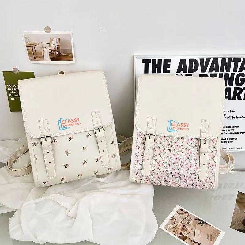 Flower Pattern Adjust Bag Sustainable School Backpack Large Capacity Portable Schoolbag