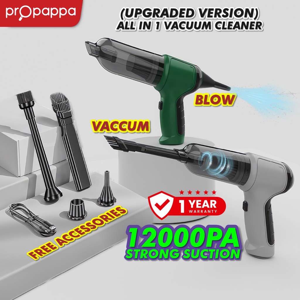 Propappa - Upgraded Cordless Car Vacuum Cleaner Portable Vacuum Kereta, Vacum Rumah Rechargeable Vaku