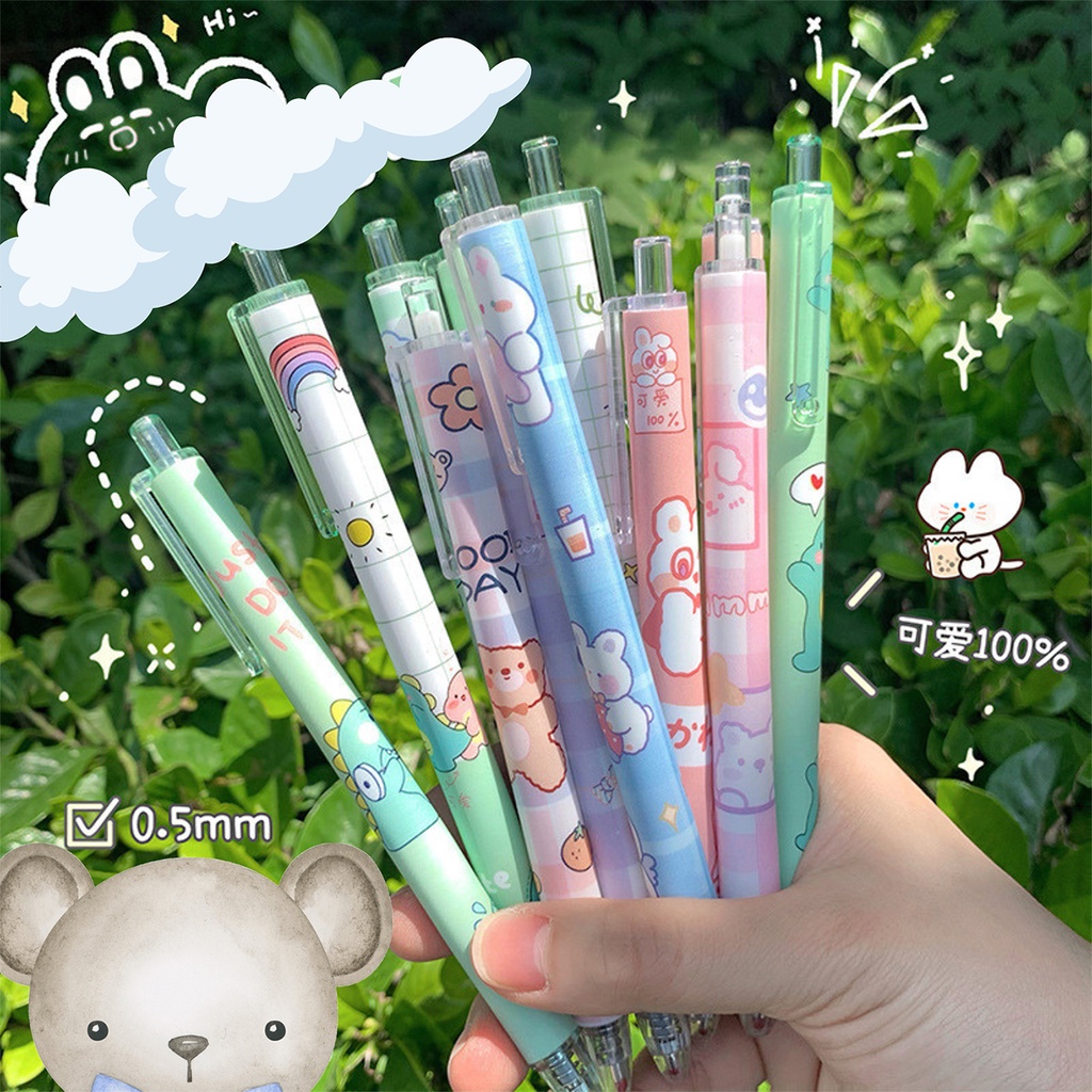 40 Pcs Cute Cartoon Gel Ink Pens Cartoon Animal Writing Pens 0.5Mm  Stationery School Office Home Student Kids Present